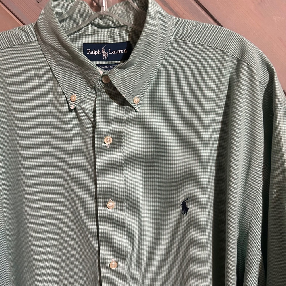 Ralph‎ Lauren Yarmouth Green Gingham Short Sleeve Button Down Shirt Men's